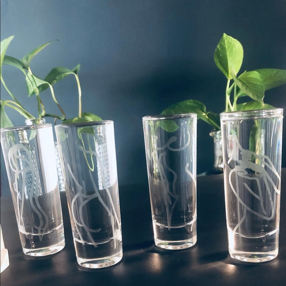Female Line Art Etched Shot Glasses set of 4 - Picture 3 of 10